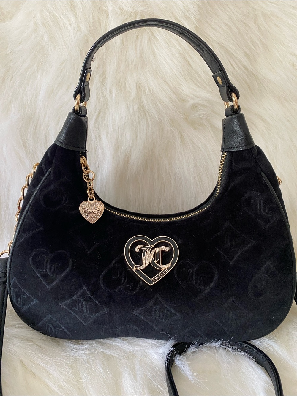 Juicy Couture Liquorice Glizted Out Hobo Bag in Black Velvet